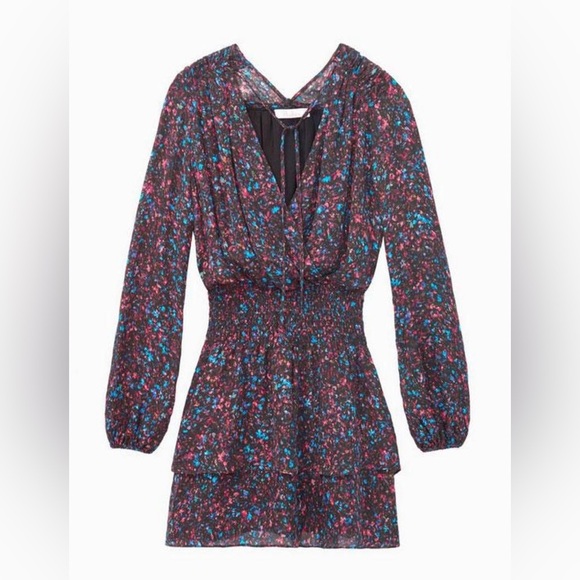 Parker V Neck Long Sleeve Floral Dress Size Medium - Picture 4 of 8